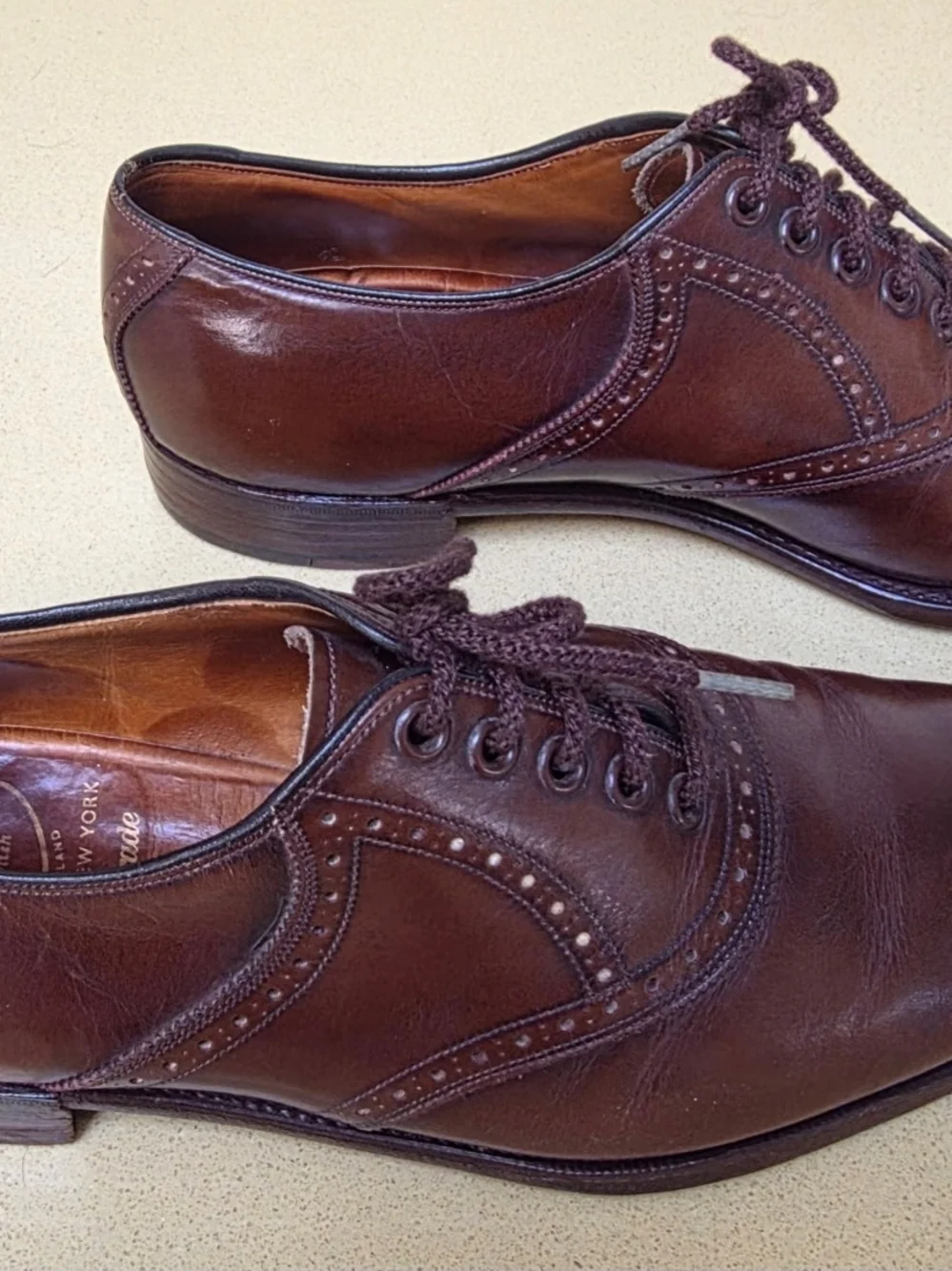 CHURCH'S Custom-made Men's Brown Leather Lace-Up Dress Shoes, shoe tree included